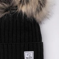 I Love Milk – Lasten talvipipo tupsuilla - musta