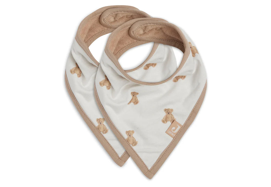 Jollein Bandana-ruokalappu, Teddy Bear, GOTS, 2-pack