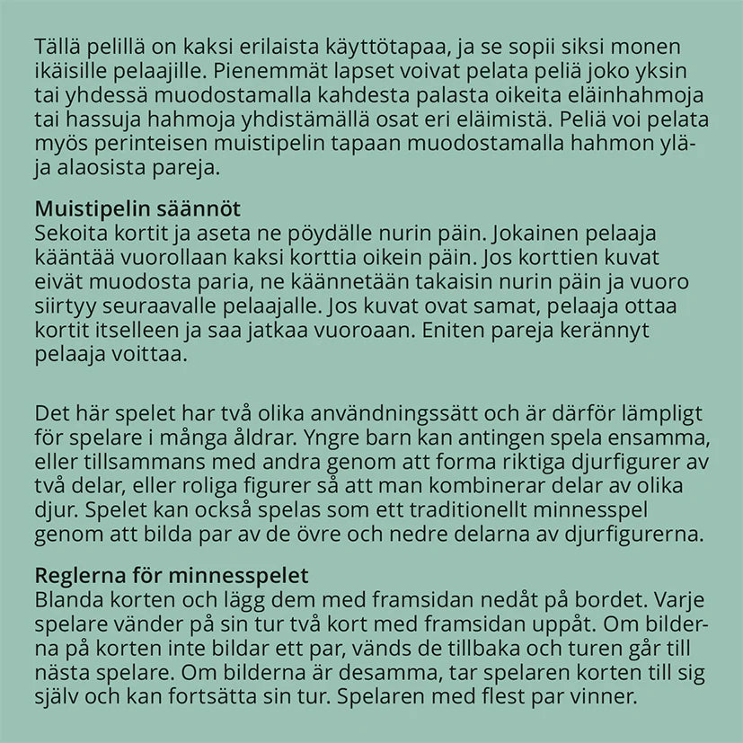 Putinki - Muistipeli Mira Mallius - Muikeat eläimet