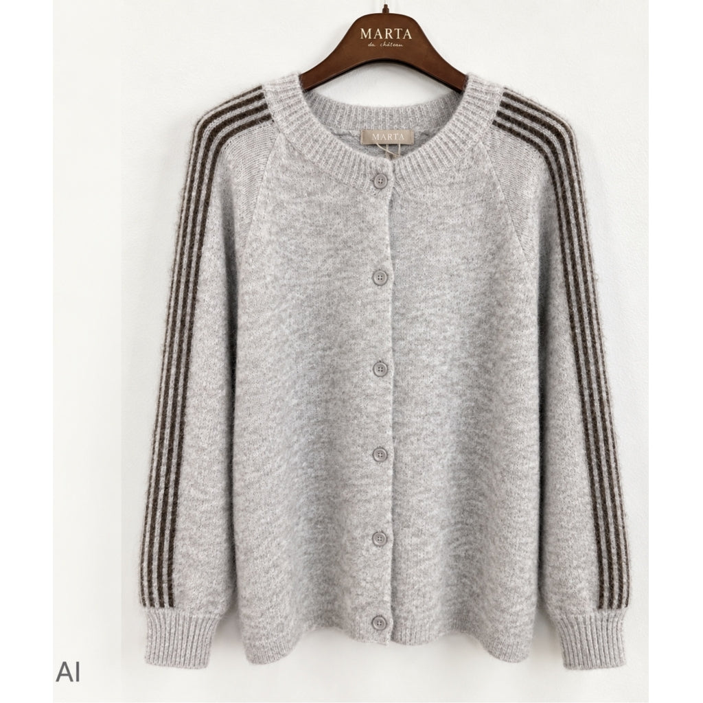 Marta du Chateau Gold Button Knit Cardigan Fango