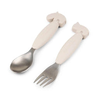 Easy-grip spoon and fork aterimet - deer friends - sand - Done By Deer - Luna Living