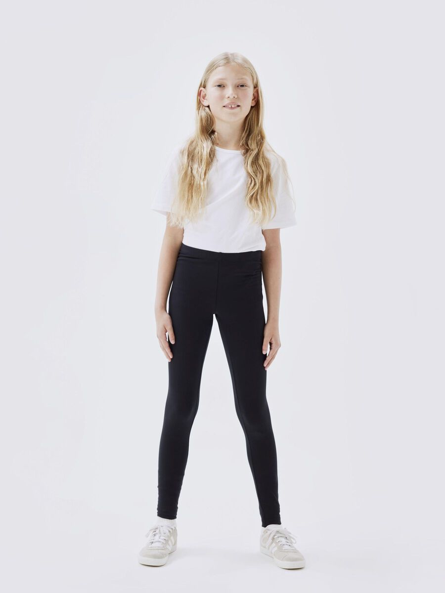 NAME IT KIDS -  PUUVILLAISET RIBBI LEGGINGSIT MUSTA