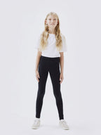 NAME IT KIDS -  PUUVILLAISET RIBBI LEGGINGSIT MUSTA