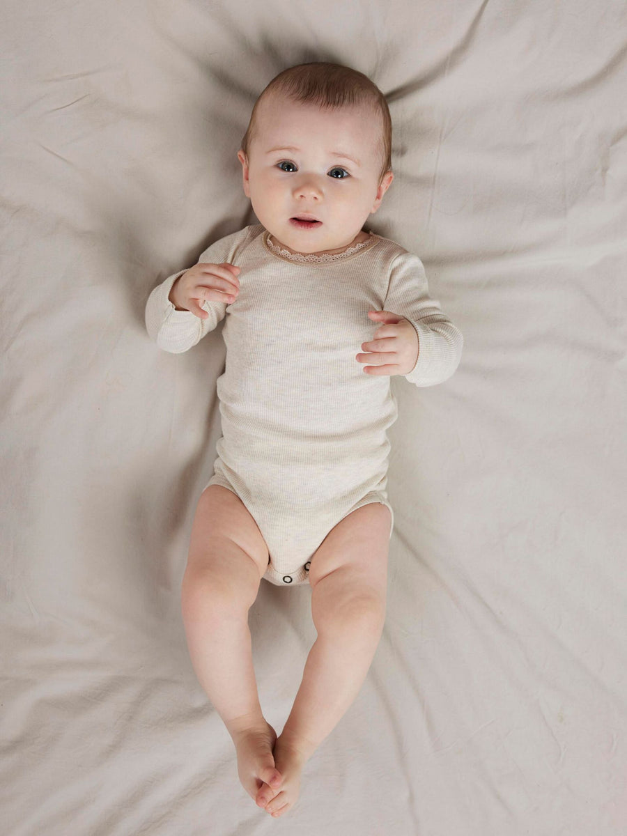 NAME IT BABY - PITKÄHIHAINEN, RIBBIKANKAINEN BODY - Peyote melange