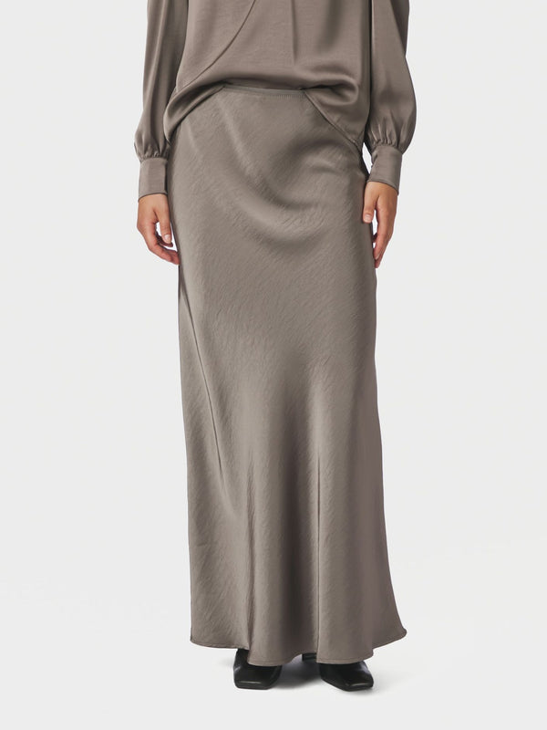 Neo Noir Vicky Heavy Sateen Skirt – Warm Grey