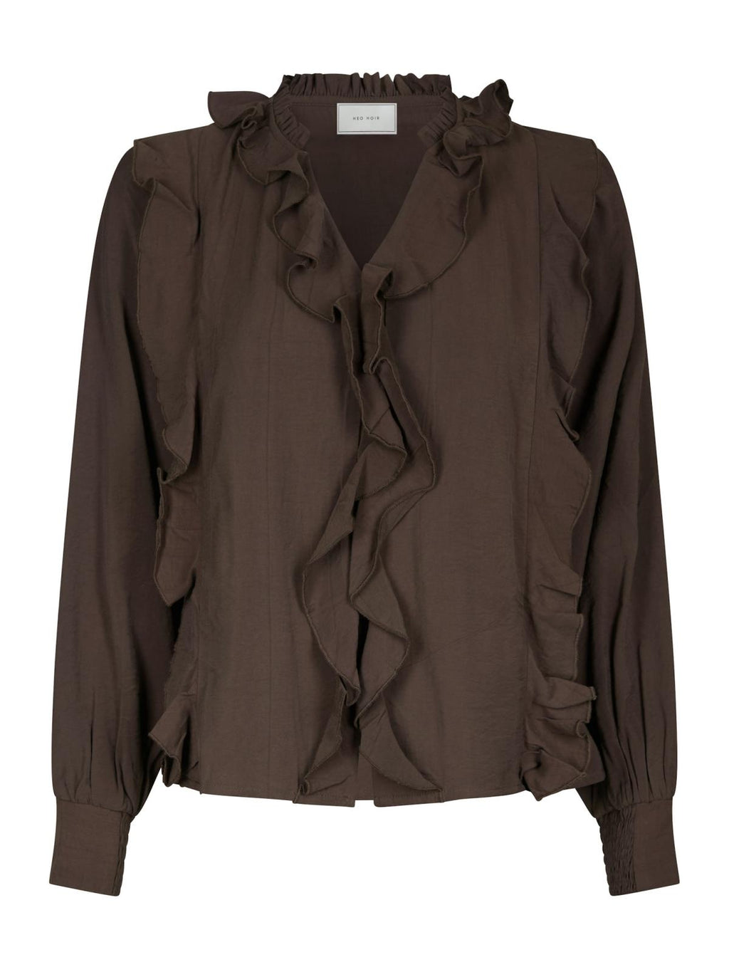 NEO NOIR – Larine Ruffle Blouse – Dark Brown