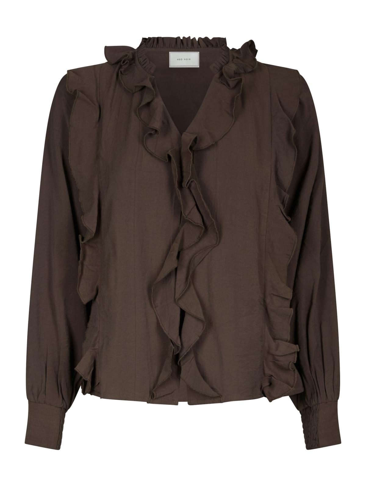 NEO NOIR – Larine Ruffle Blouse – Dark Brown