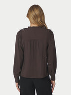 NEO NOIR – Larine Ruffle Blouse – Dark Brown