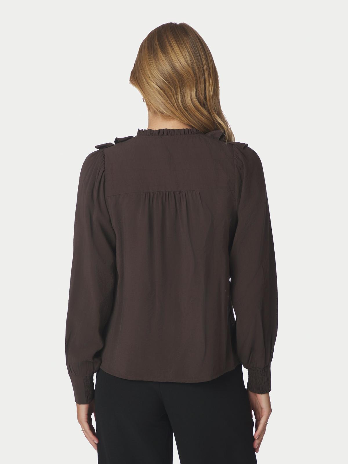 NEO NOIR – Larine Ruffle Blouse – Dark Brown