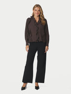 NEO NOIR – Larine Ruffle Blouse – Dark Brown
