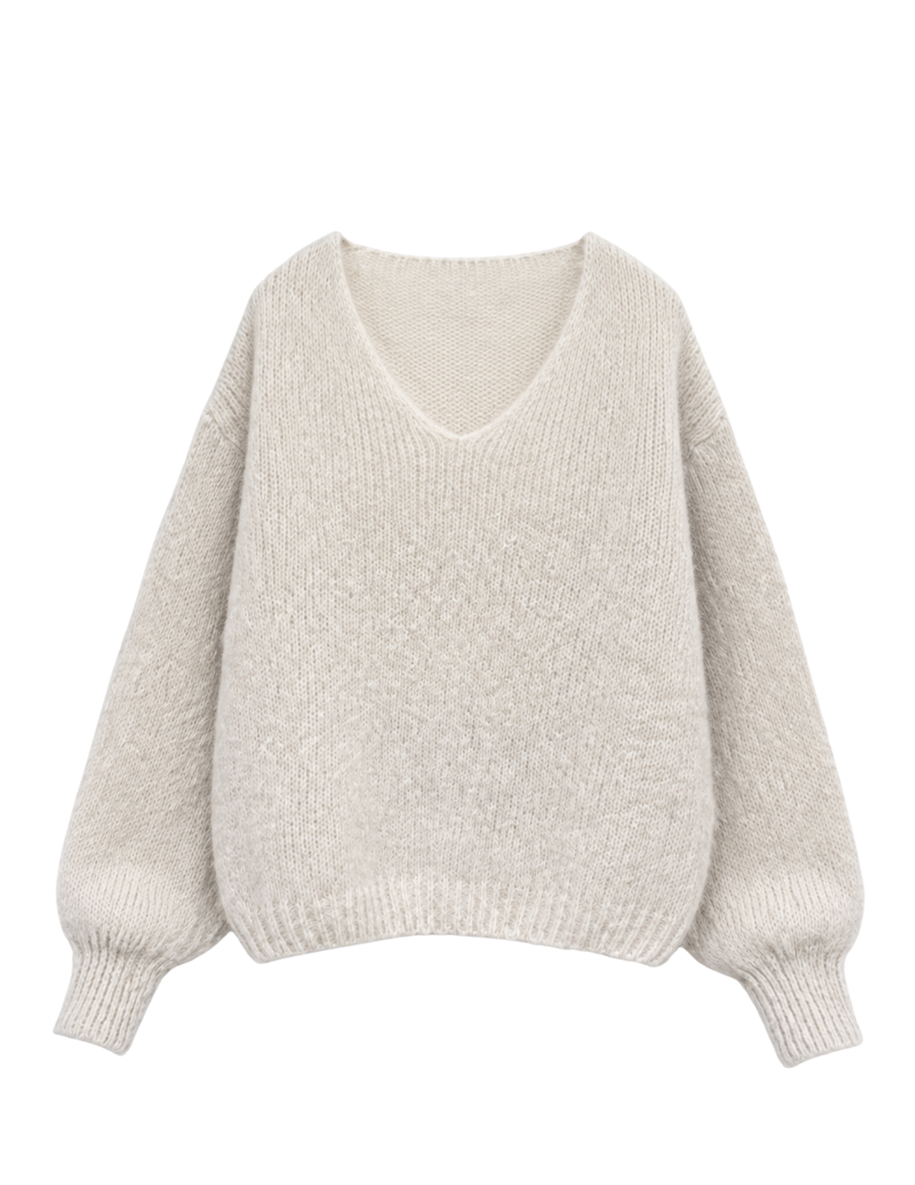 Bianca - Kid Mohair V-Neck Knit - beige