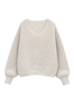 Bianca - Kid Mohair V-Neck Knit - beige