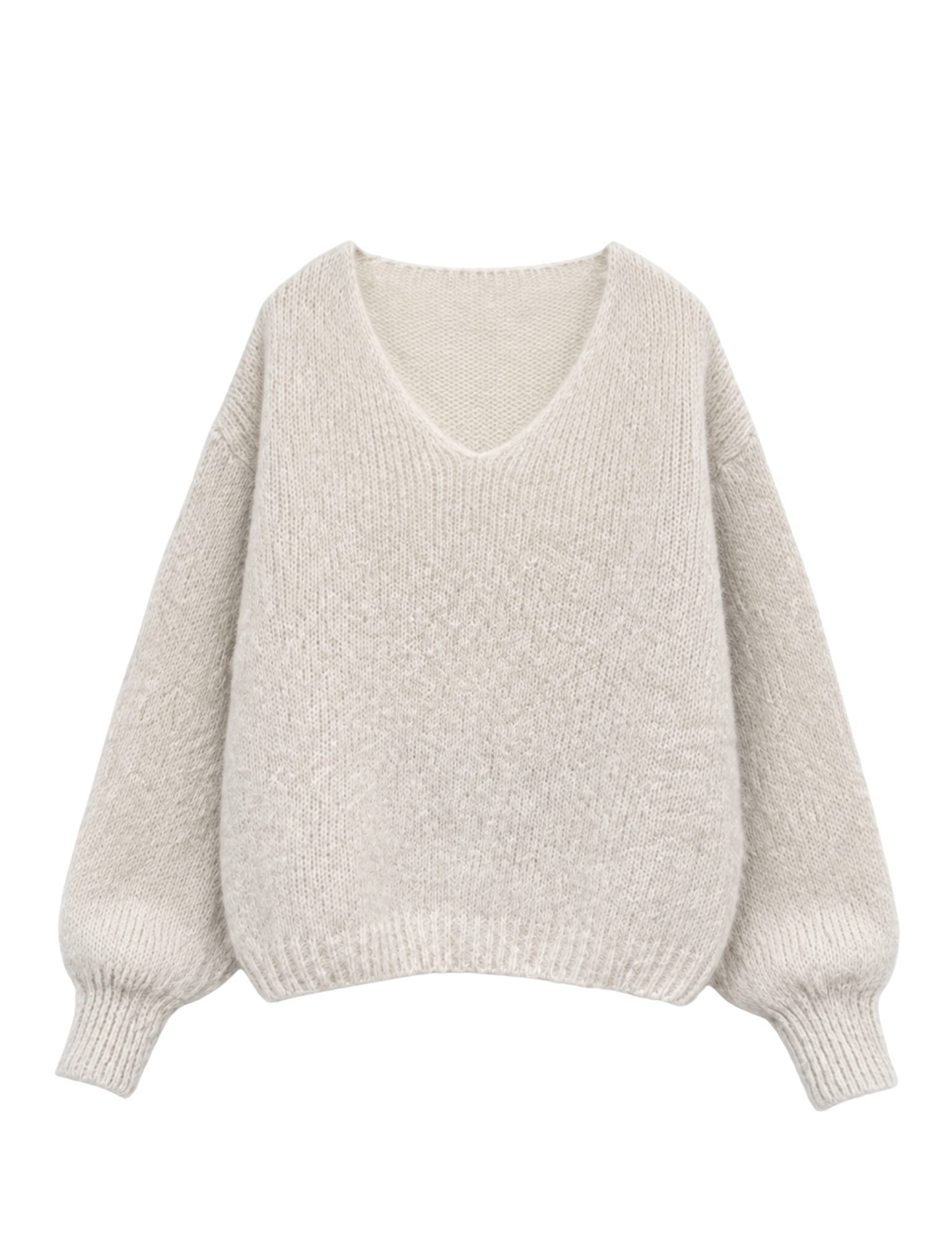 Bianca - Kid Mohair V-Neck Knit - beige