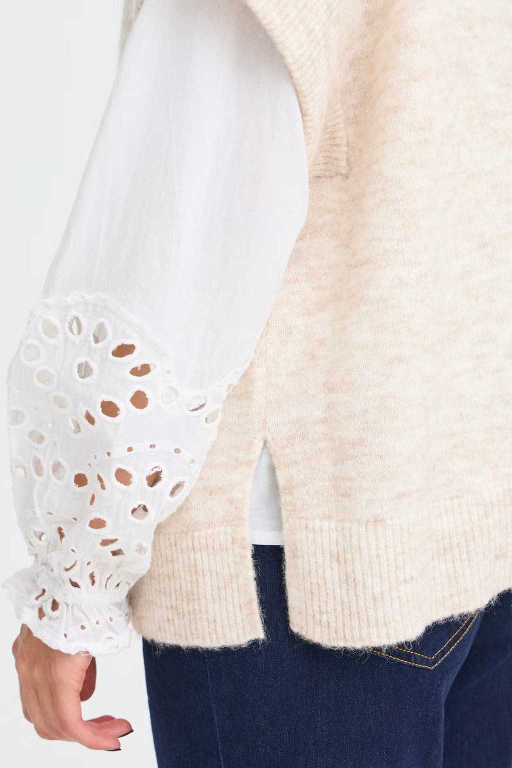 Fransa neuleliivi – Oatmeal Melange