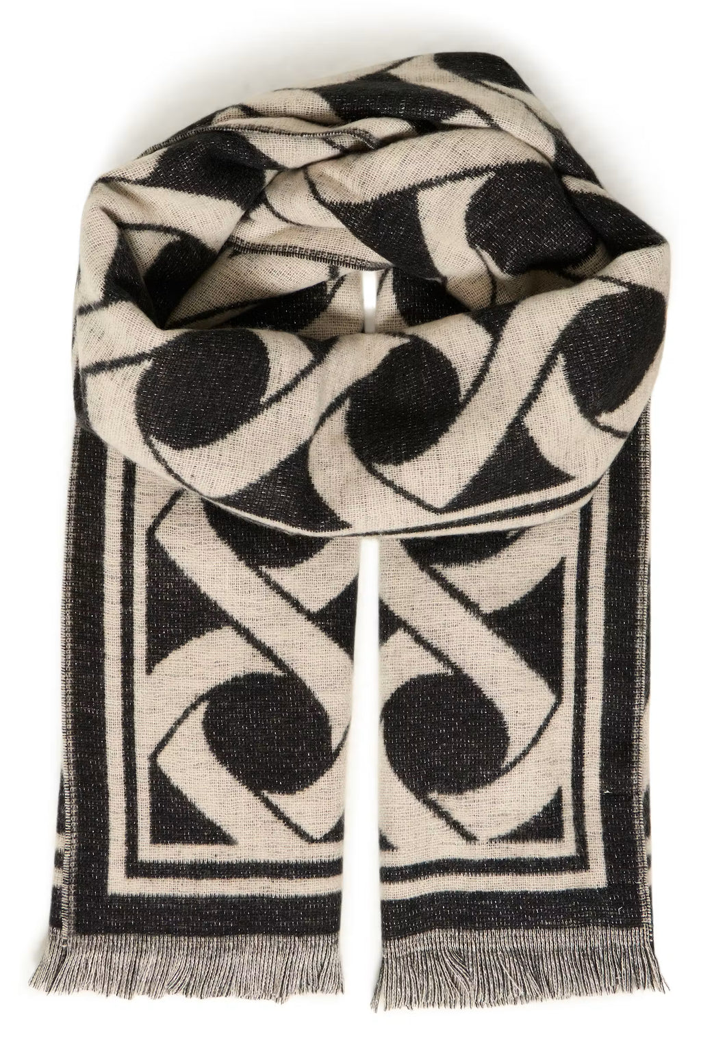 B.YOUNG BYWAZONE Scarf – Black/White Honeycomb