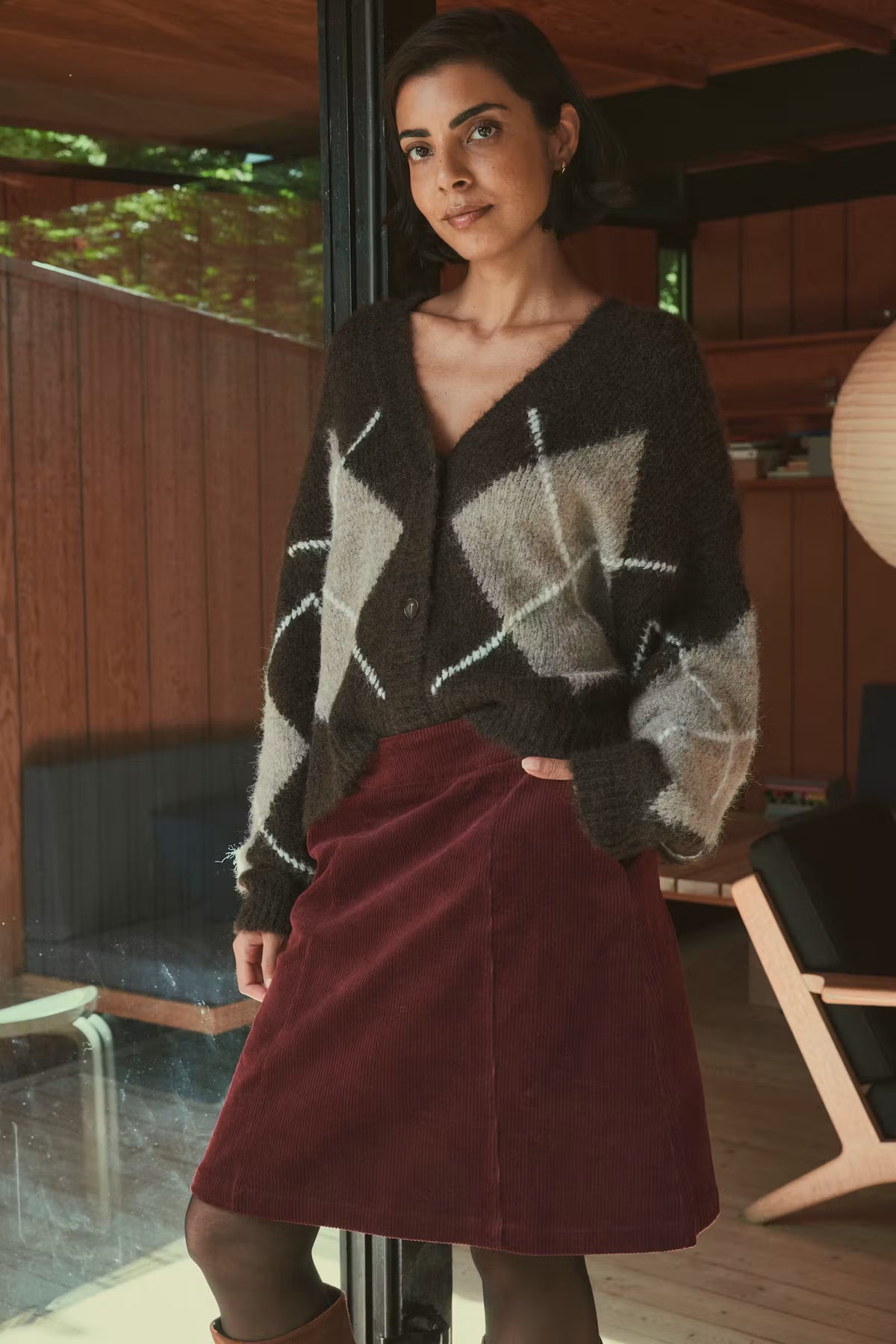 Fransa Charleen Cardigan – Hot Fudge Check