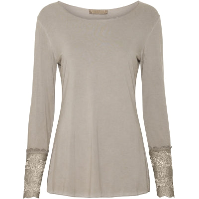 Marta Lace Detail Top-Taupe