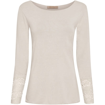 Marta Lace Detail Top – Beige