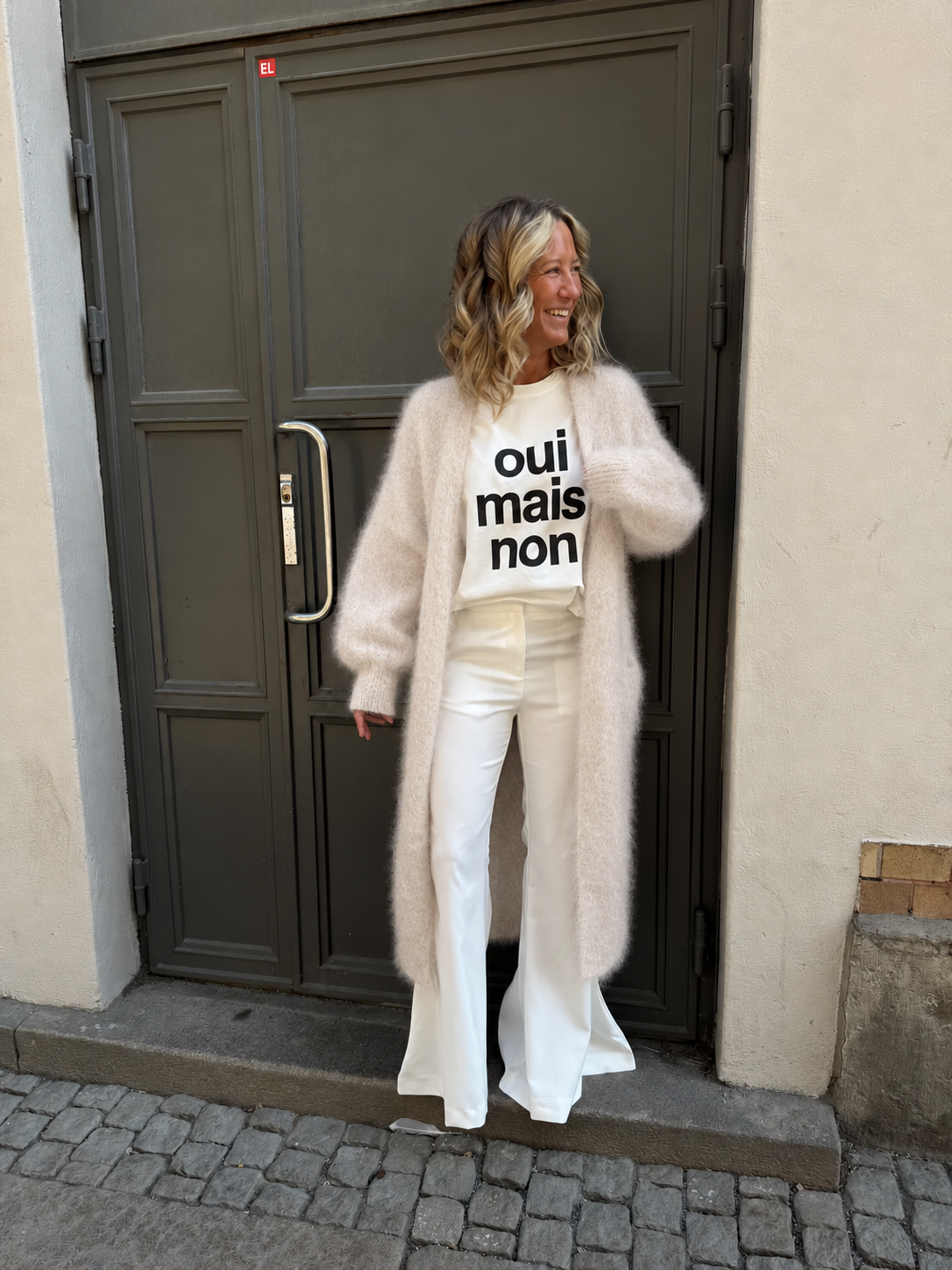 RORO MOHAIR - mohairneuletakki –  Champagne
