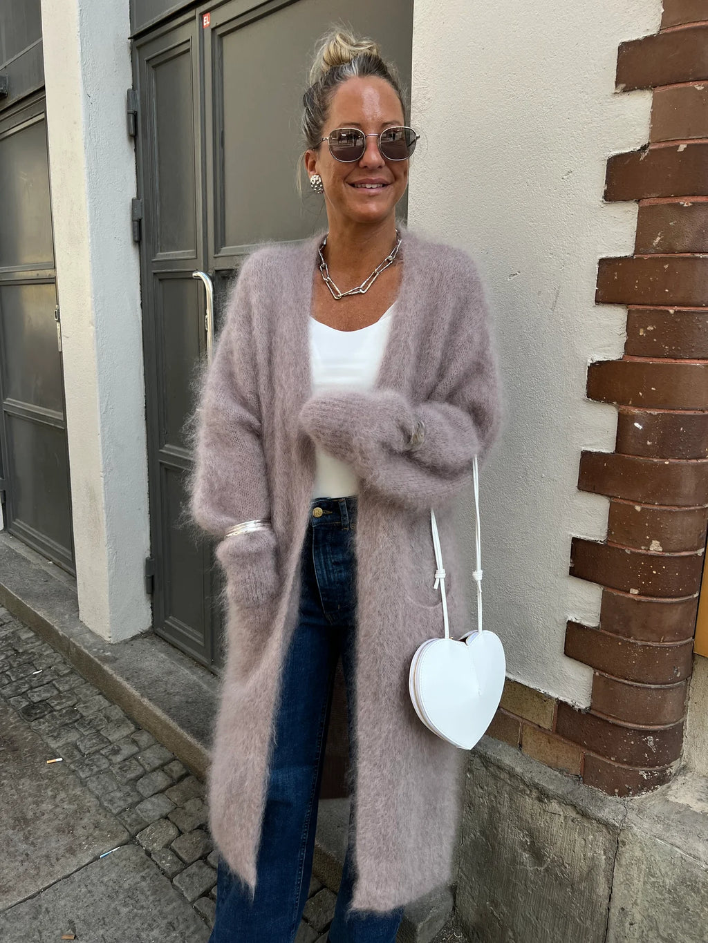 RORO MOHAIR - mohairneuletakki – Taupe