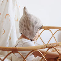 Ada Baby-Knit Pixie - puuvillahattu - beige - Luna Living