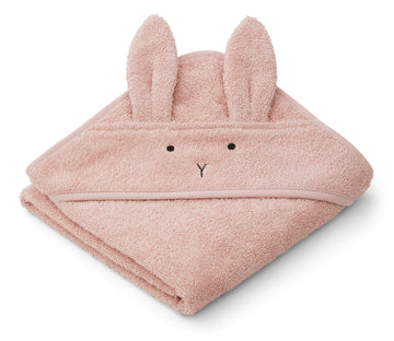 Liewood - albert hooded baby towel - rabbit rose