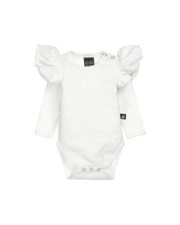 Babystyling  - Ruffle romper rib ecru