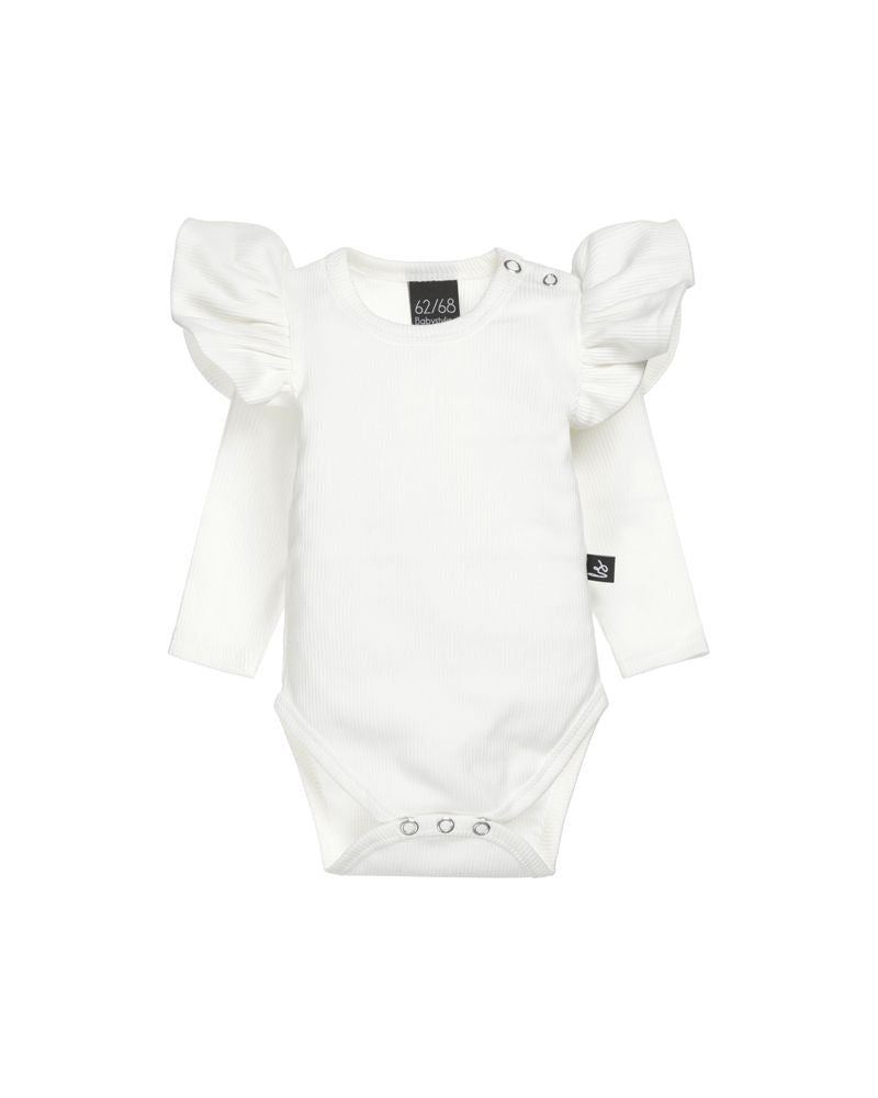 Babystyling  - Ruffle romper rib ecru