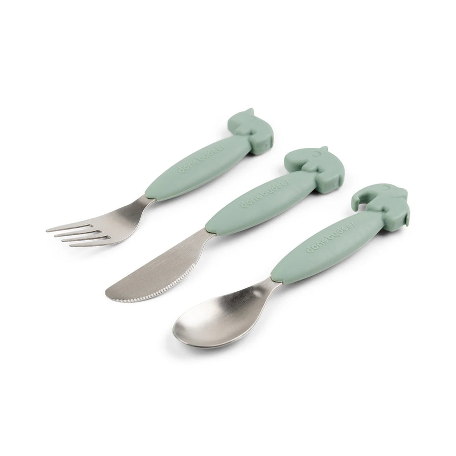 Done by Deer - Easy-Grip Cutlery Set - Deer Friends - Green