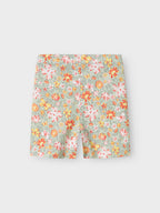 NAME IT - SLIM FIT -MALLISET SHORTSIT - Aqua Gray Yellow Flower