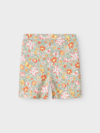 NAME IT - SLIM FIT -MALLISET SHORTSIT - Aqua Gray Yellow Flower