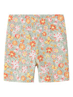 NAME IT - SLIM FIT -MALLISET SHORTSIT - Aqua Gray Yellow Flower
