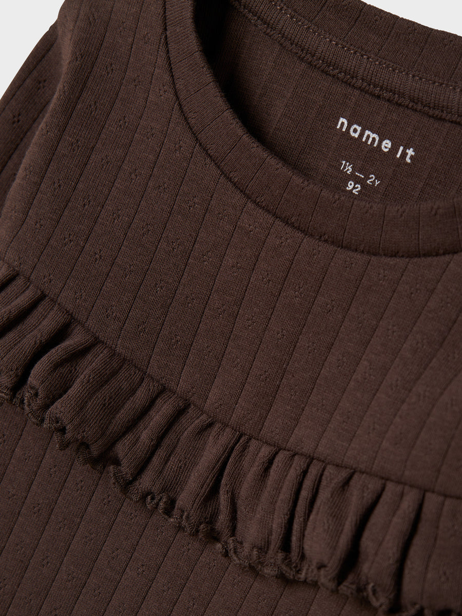 Name It – Lalla frillapaita - Seal Brown