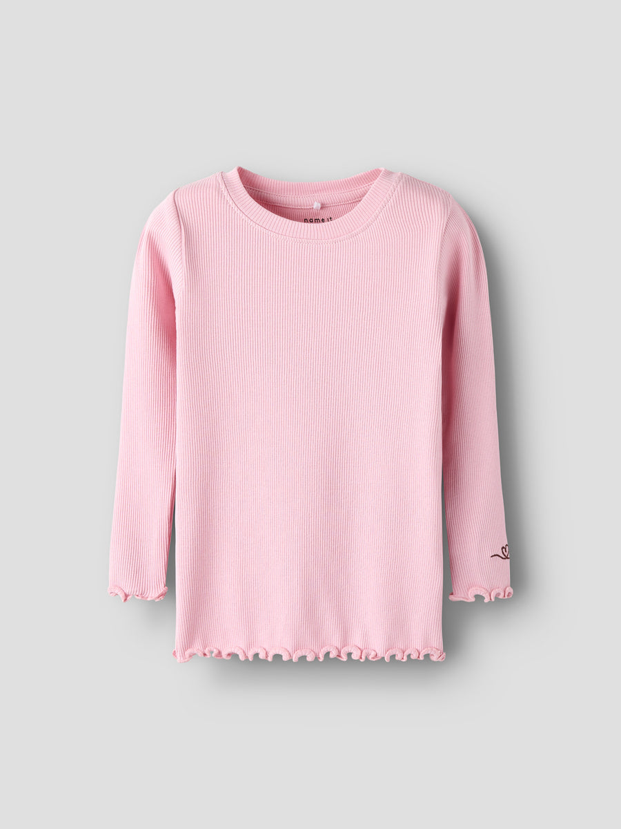 Name It – Kayla pitkähihainen ribbipaita - Bleached Mauve