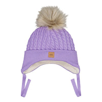 Metsola - merino fur pom cable baby beanie - icy lilac