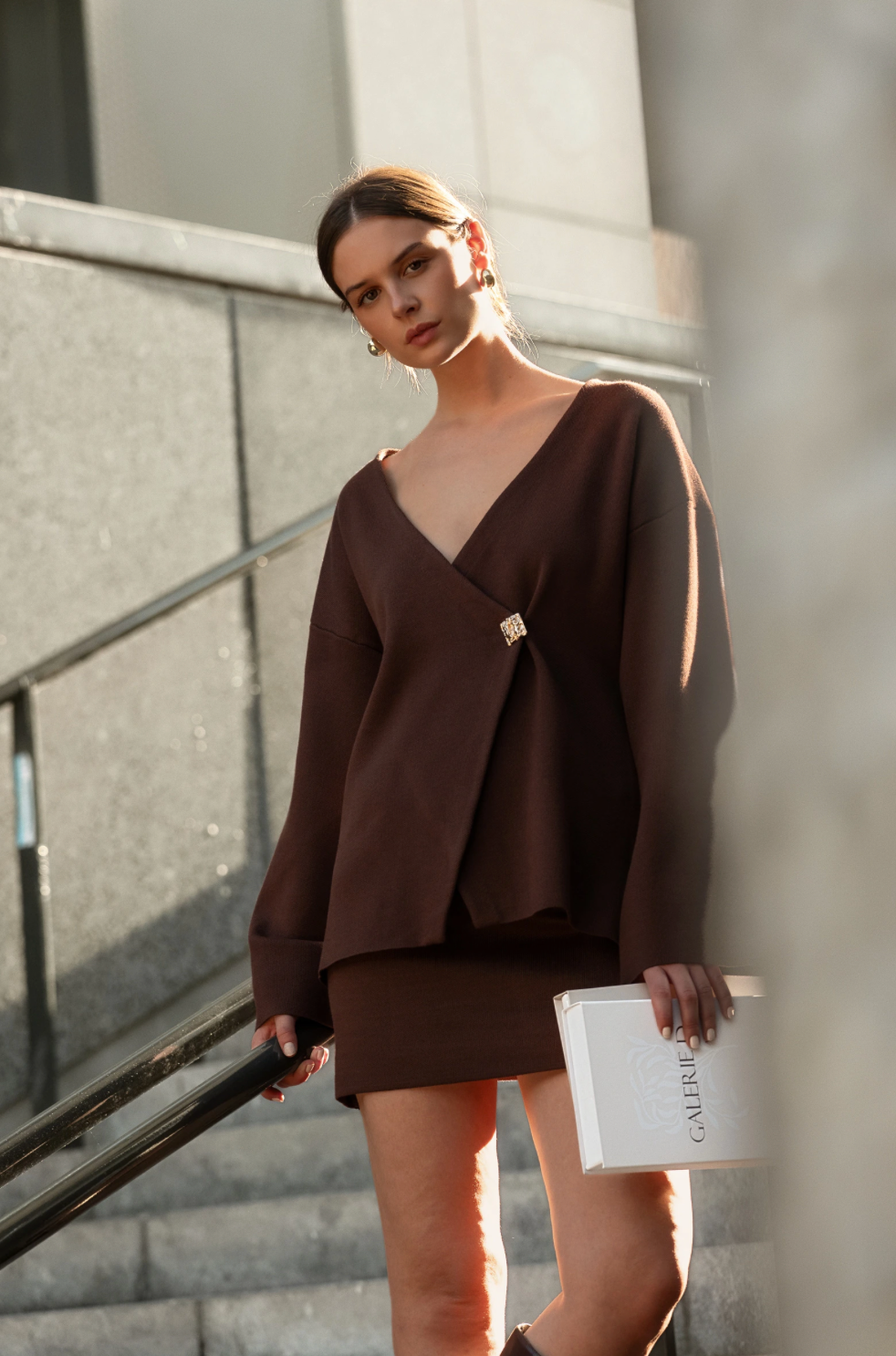 LUCCE- Wrap Cardigan – Chocolate