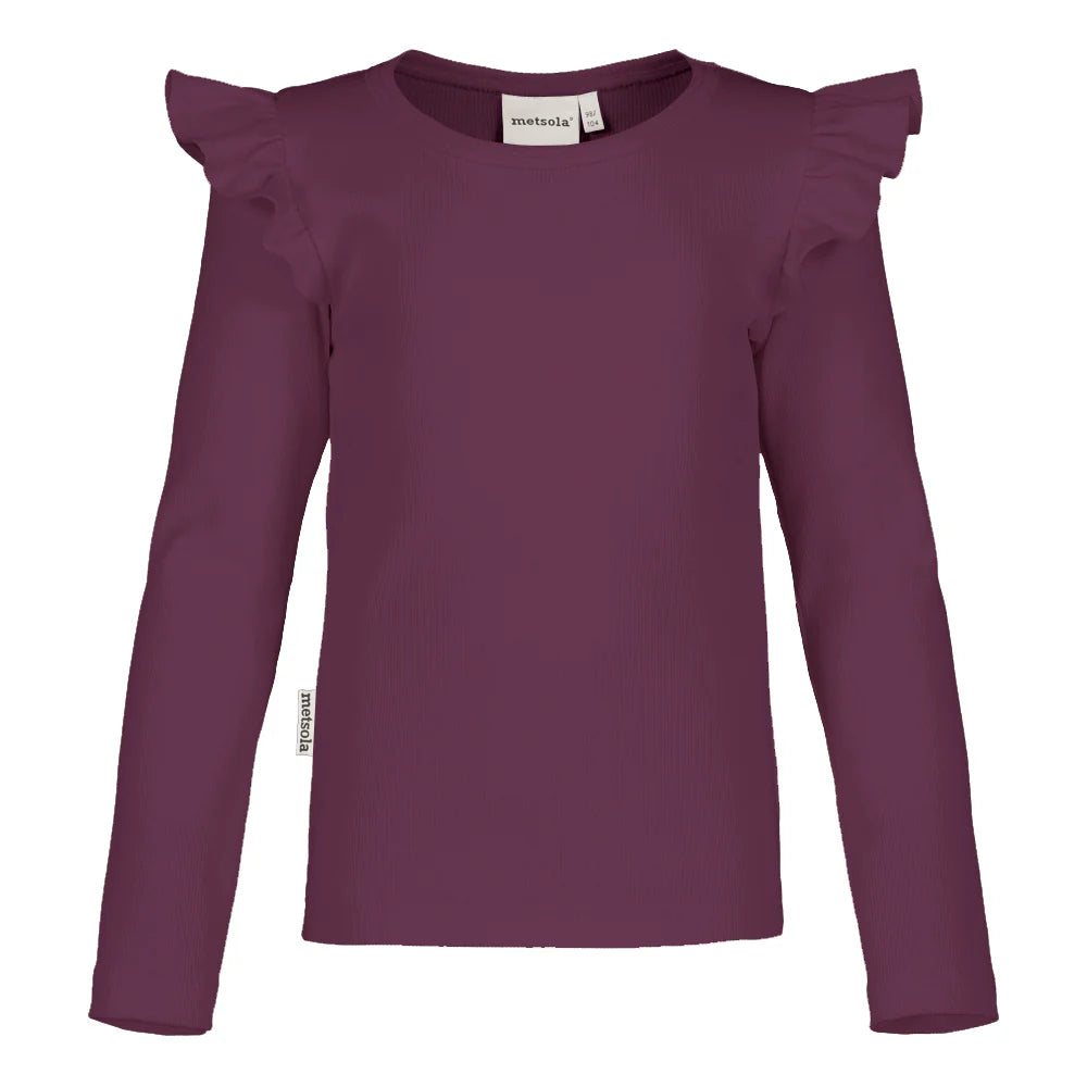 Metsola - rib frilla shirt | BERRY