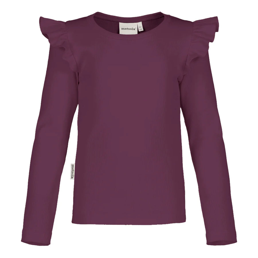 Metsola - rib frilla shirt | BERRY