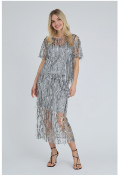 A-View Fenja paljettihame Light Grey
