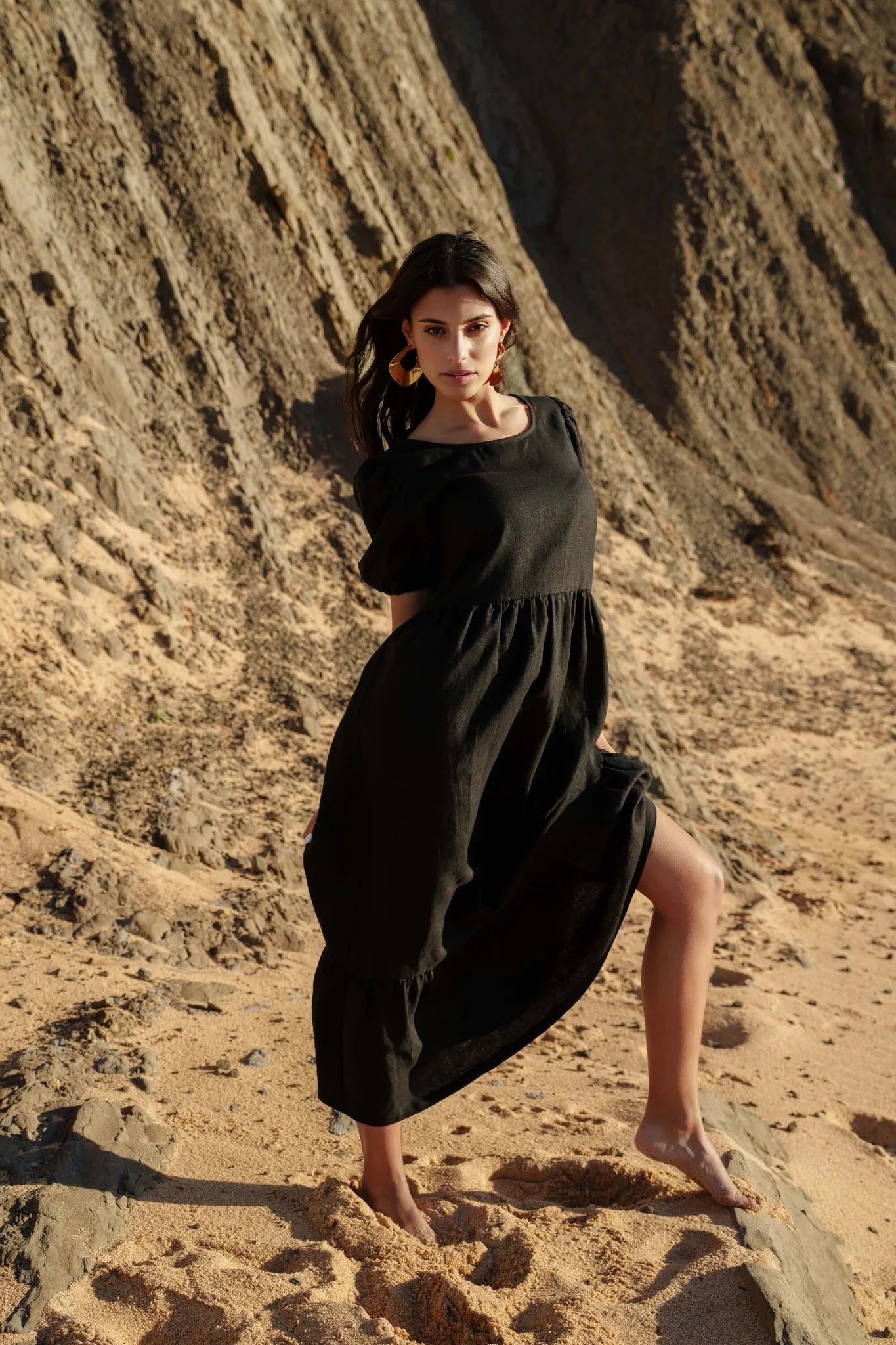 Nakoa -naisten pellavamekko.Astrid Dress,Black