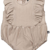 Babystyling - Summer ruffle playsuit pointelle - beige - Luna Living