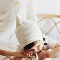 Ada Baby-Knit Pixie - puuvillahattu -ivory - Luna Living