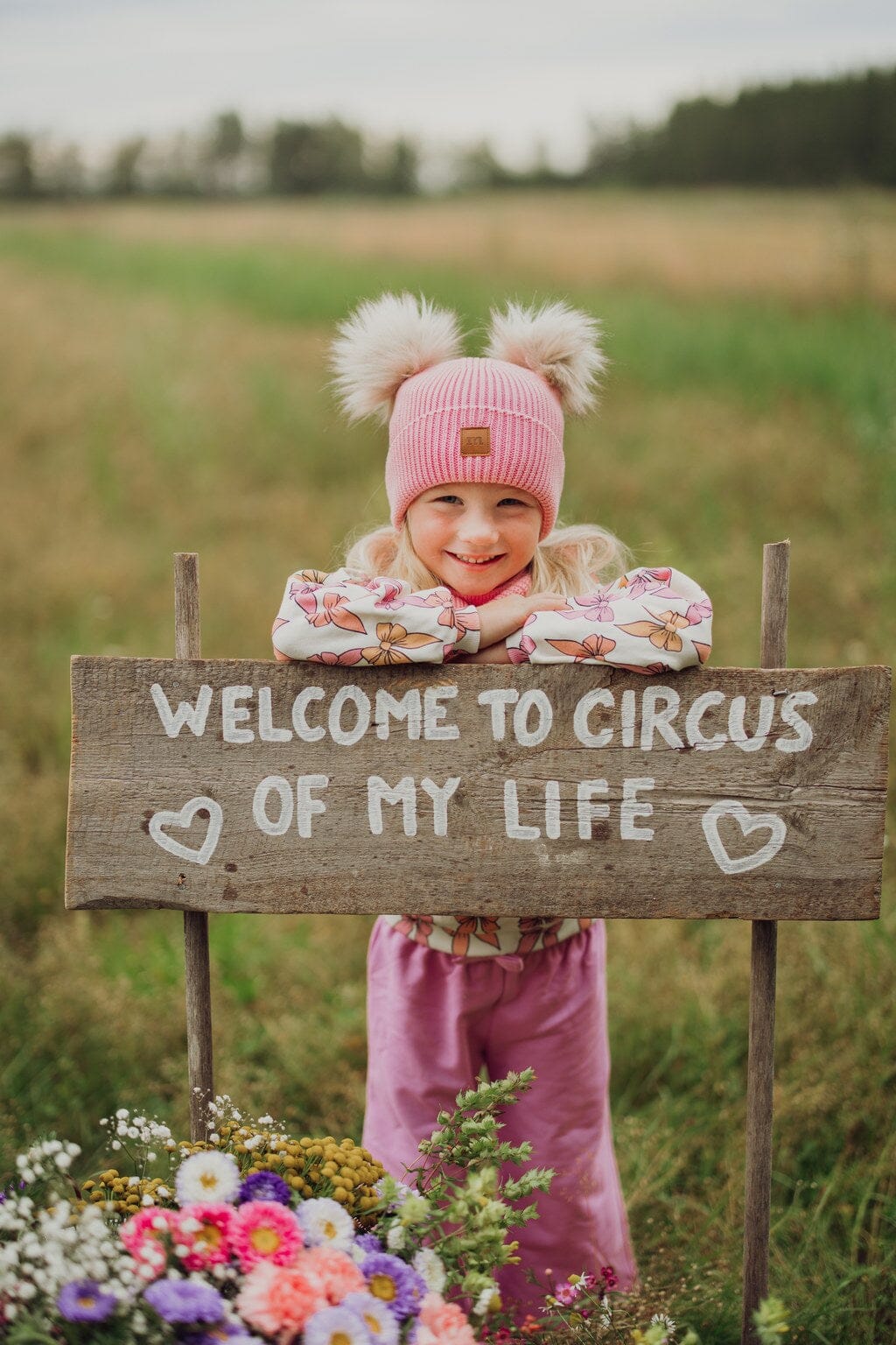 Metsola - Double Fur Pom -Puuvillapipo,Pinkie