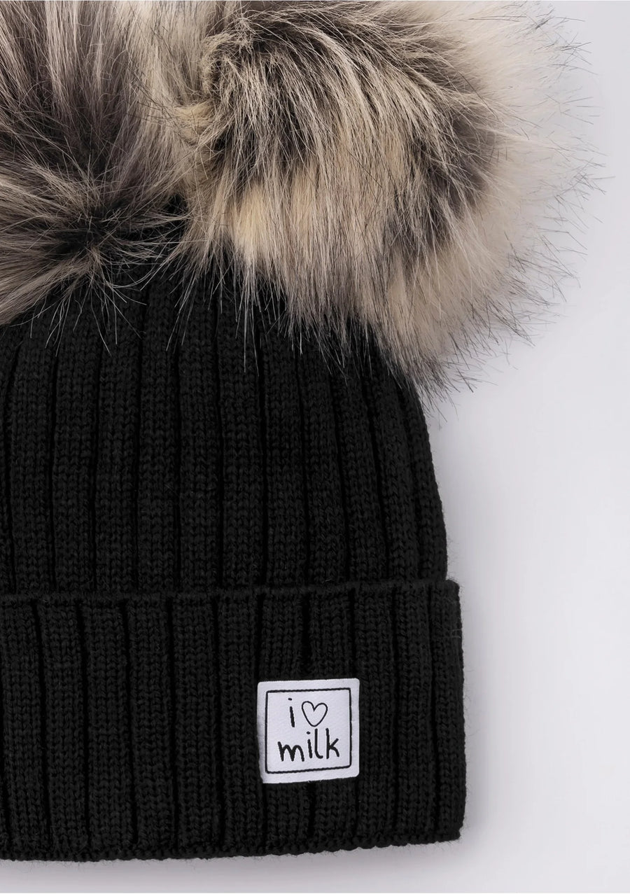 I Love Milk – Lasten talvipipo tupsuilla - musta