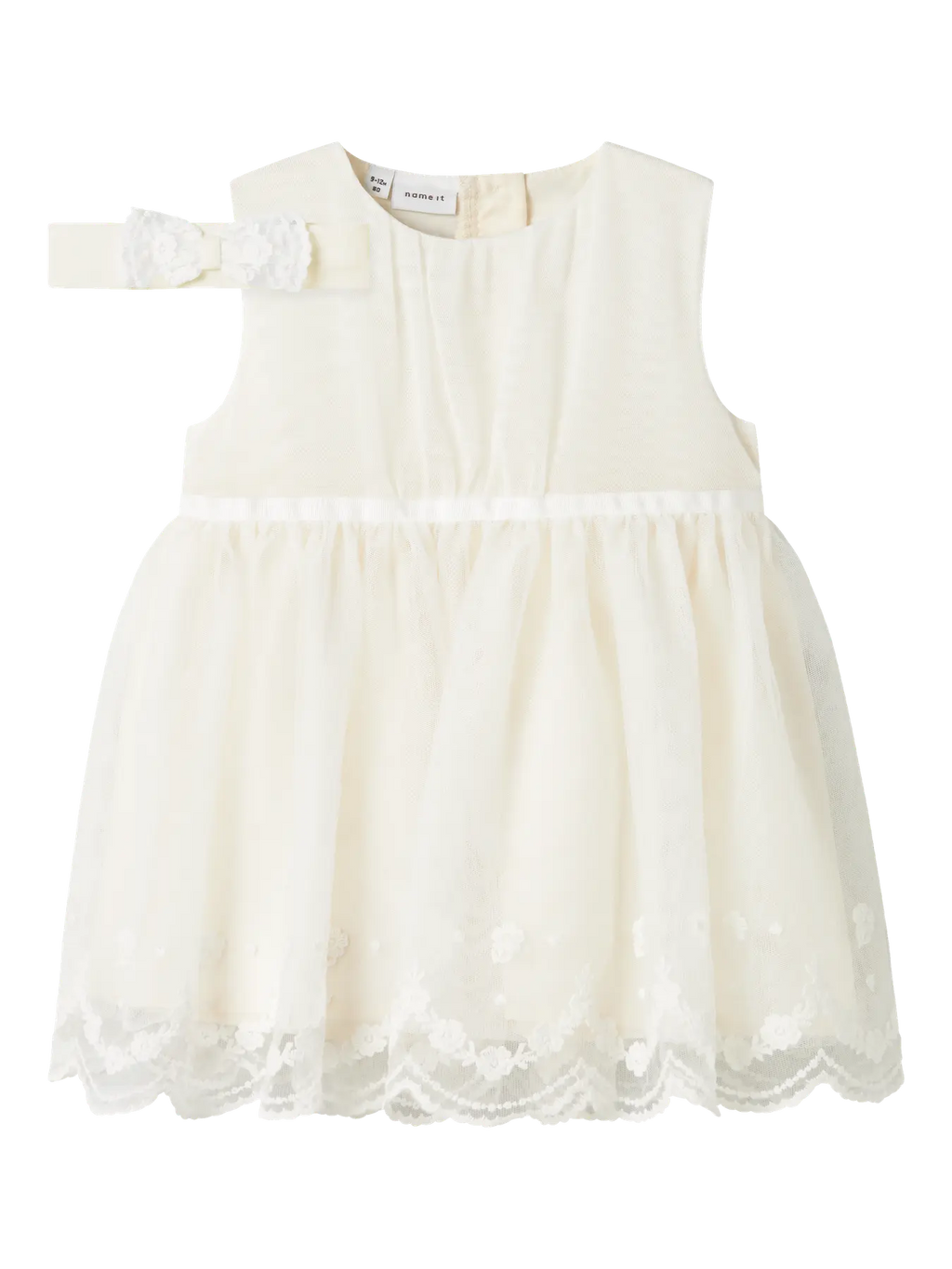 Name It Baby - valkoinen juhlamekko&hiuspanta