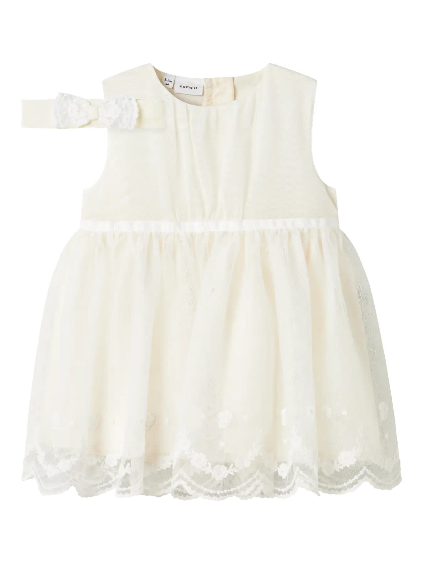 Name It Baby - valkoinen juhlamekko&hiuspanta