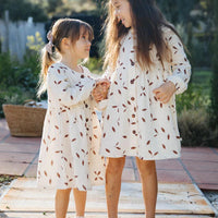 Kaiko - Kid's Wind Button Dress, Sand - Luna Living