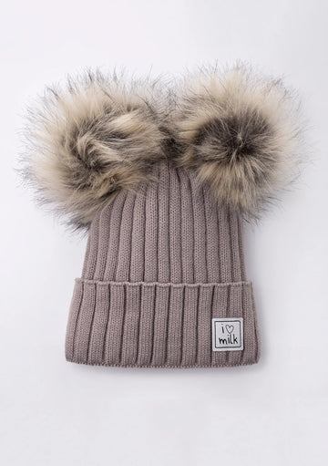 I Love Milk – Lasten talvipipo tupsuilla - brown