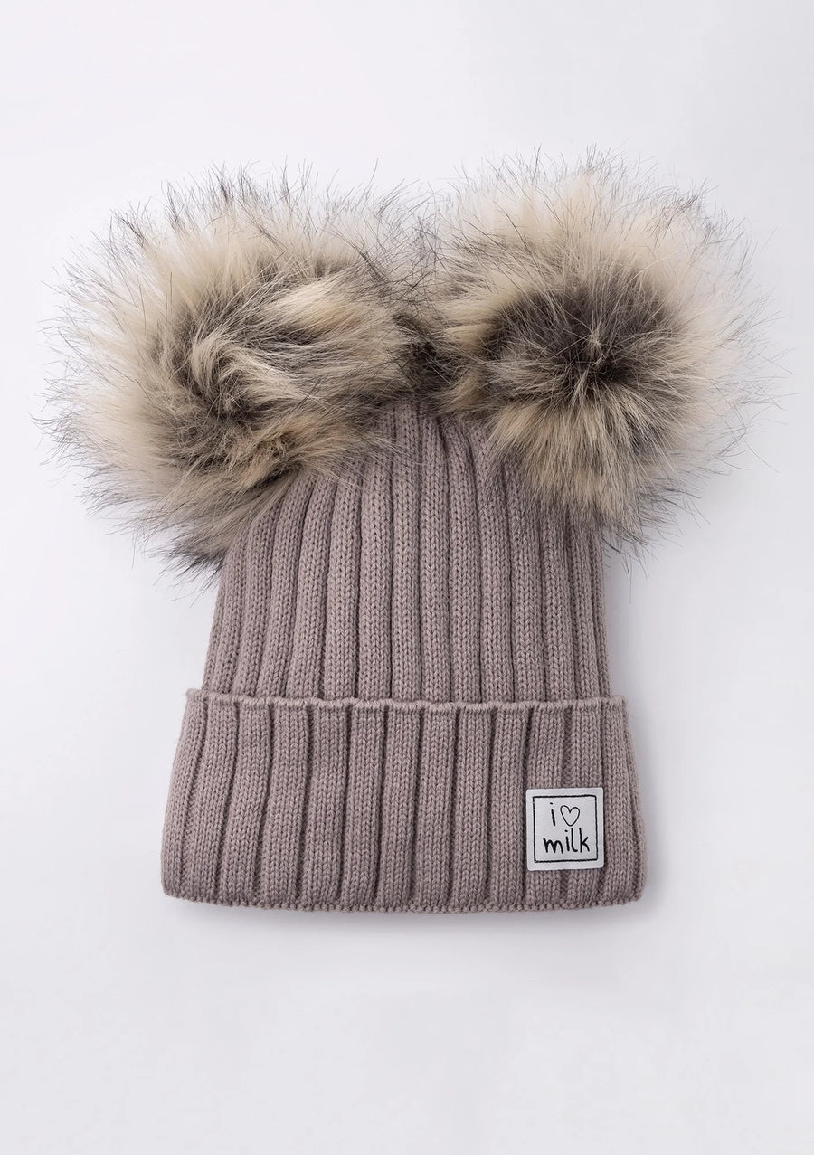 I Love Milk – Lasten talvipipo tupsuilla - brown