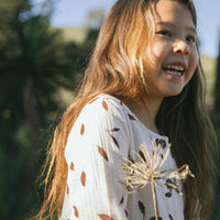 Kaiko - Kid's Wind Button Dress, Sand - Luna Living